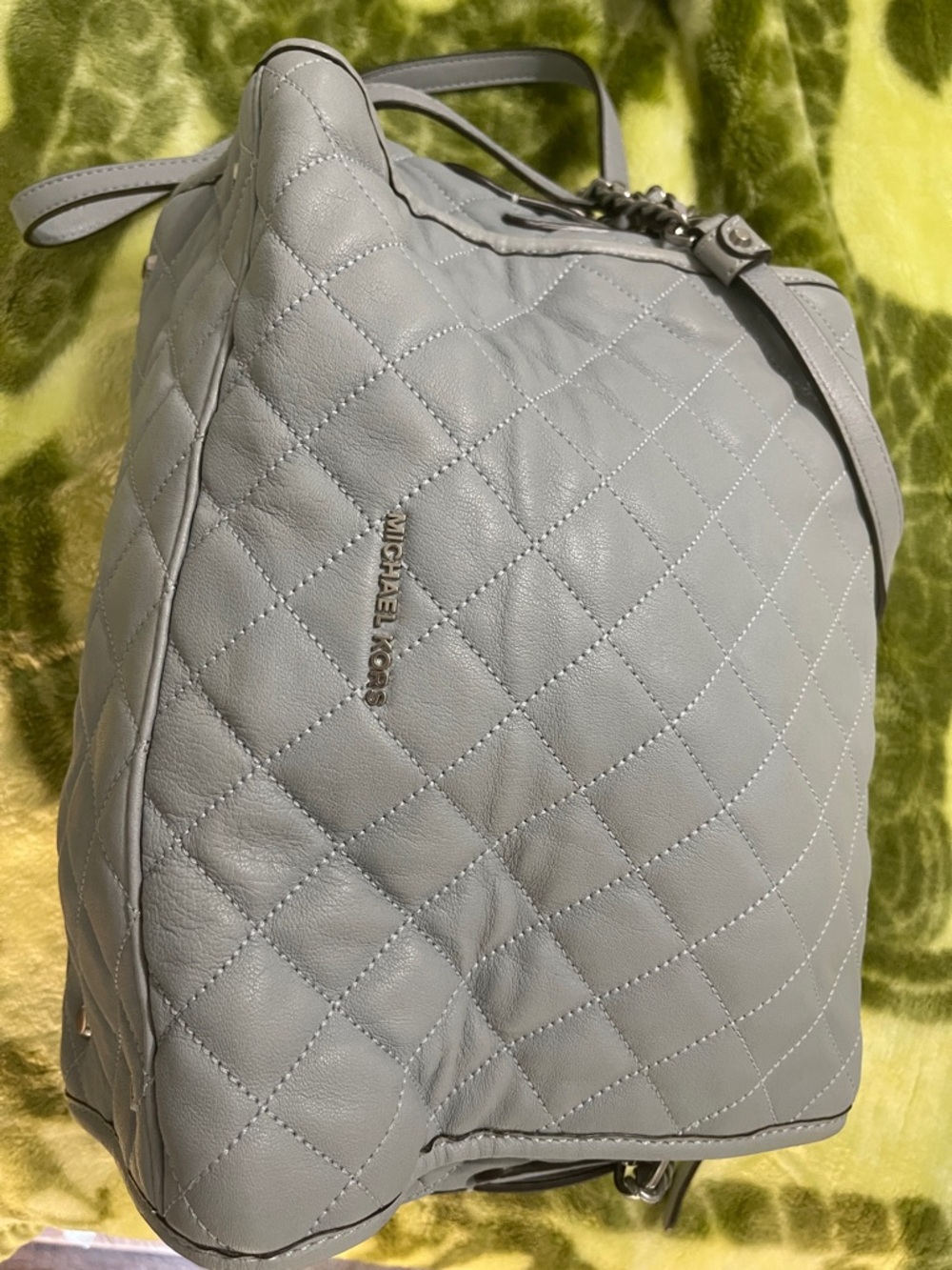 Michael Kors Quilted Leather Hobo Bag in Light Gray